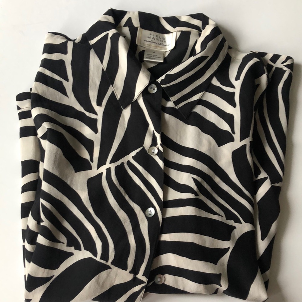 Vintage Field Manor zebra print silk chiffon blouse